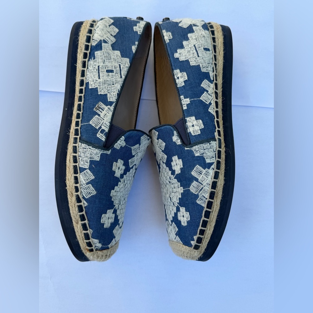 Botkier “Sara” Blue Embroidered Espadrilles – Size 10 – Geometric Embroidery - Picture 6 of 12